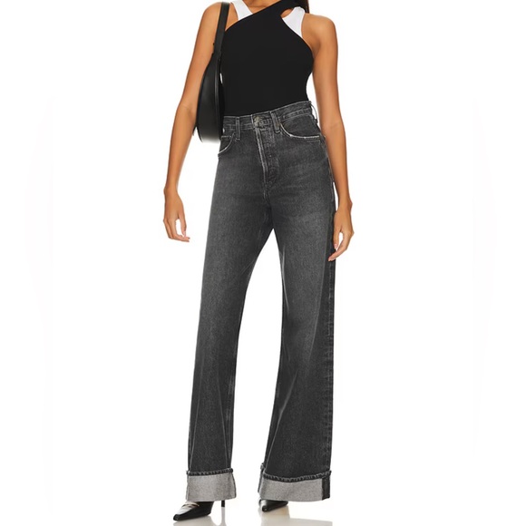 Agolde Dame High Rise Wide Leg Jeans in Ditch - Picture 4 of 7